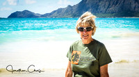 Kathy enjoying Bellows AFB Beach