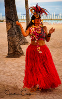 Hula girl on Waikiki Beach-