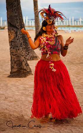 Hula girl on Waikiki Beach-