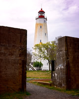 Sandy Hook Light House from the Mortar Battery Entrance